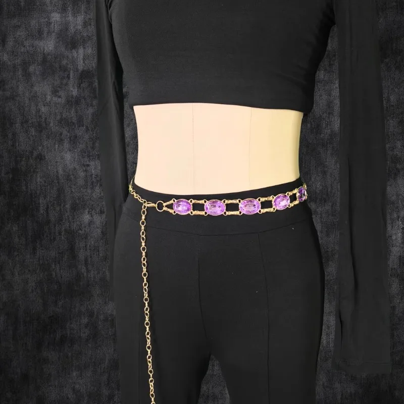 customized Belly Dance belt Colorful Diamond Waist Chain Skirt Waist Chain Versatile High End Oriental Dance Waist Accessories