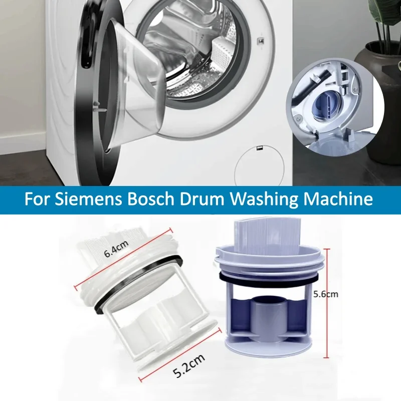 1/2pcs 9000969315 Laundry Drain Pump Filter Cover for Siemens Bosch Drum Washing Machine Drain Connector IQ500 IQ300 IQ700