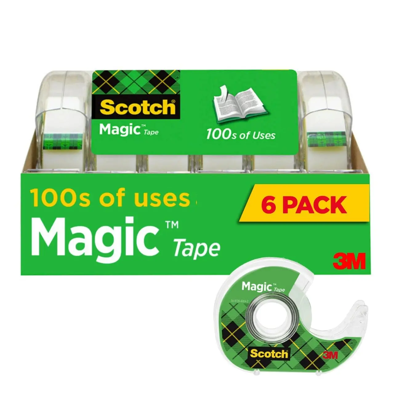 

Invisible Magic Tape, 6 Rolls with Dispensers, Home Office School Supplies for Secure Paper Mending, Matte Finish