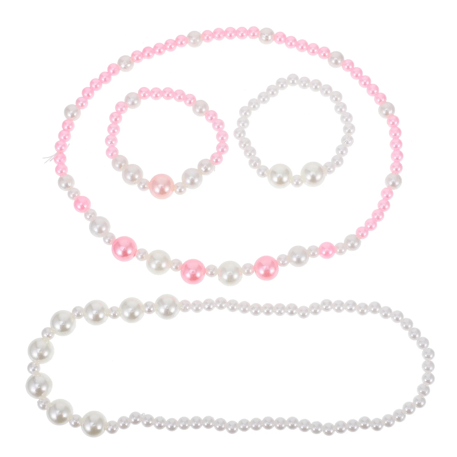 1 set di braccialetti con collana di perle finte per ragazze, set di gioielli con perline finte carine per bambini, regalo per feste, set di gioielli per bambini