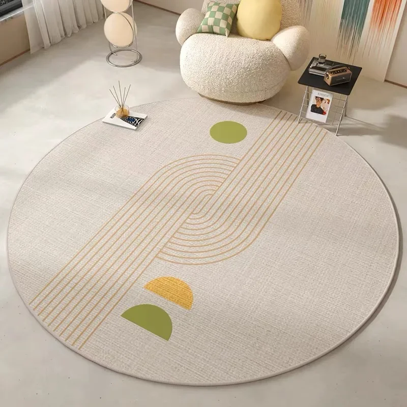 Round Carpet, Modern Style Floor Mat for Study or Bedroom, Anti-Slip Computer Chair Cushion for Home Decoration