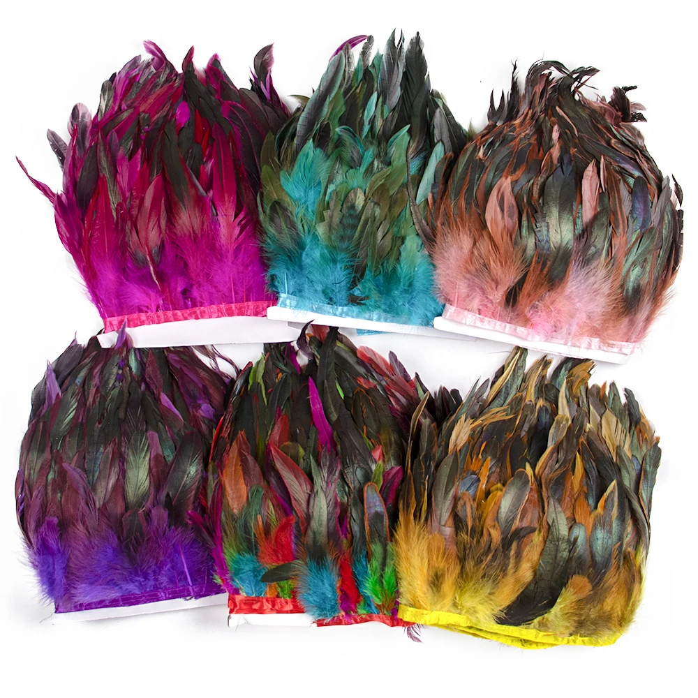 1/5/10m Natural Rooster Feather Trim Ribbon 13-18CM Fluffy Chicken Feathers Trims Lace for Party Skirt Clothing Sewing Decoratio