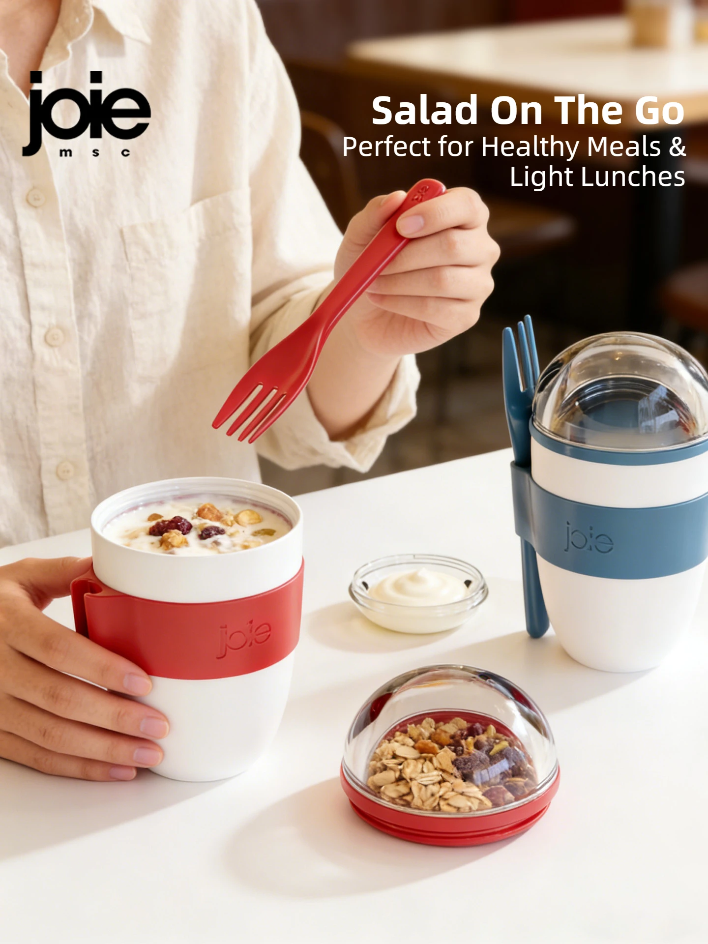 Joie Portable Salad Cup with Lid for Vegetables Fruit Overnight