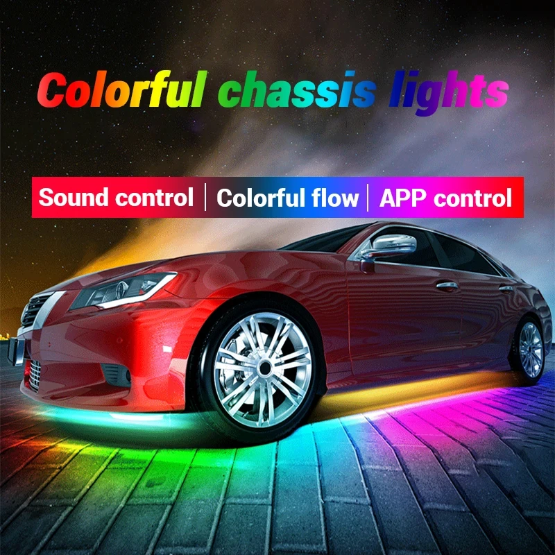 

Universal Car Flexible Underglow Strip Light LED Underbody Remote APP Control RGB Neon Light Atmosphere Lamp for Auto Decoration