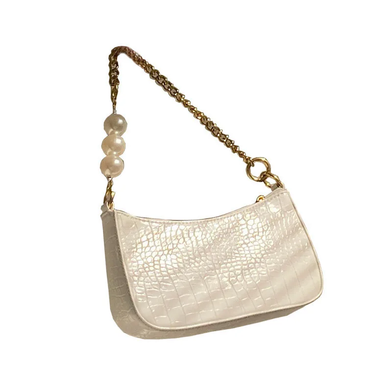 

Single Shoulder Bag Pattern Pearl Chain Underarm Handbags For Women Texture Versatile Crossbody High-quality Messenger Luxury