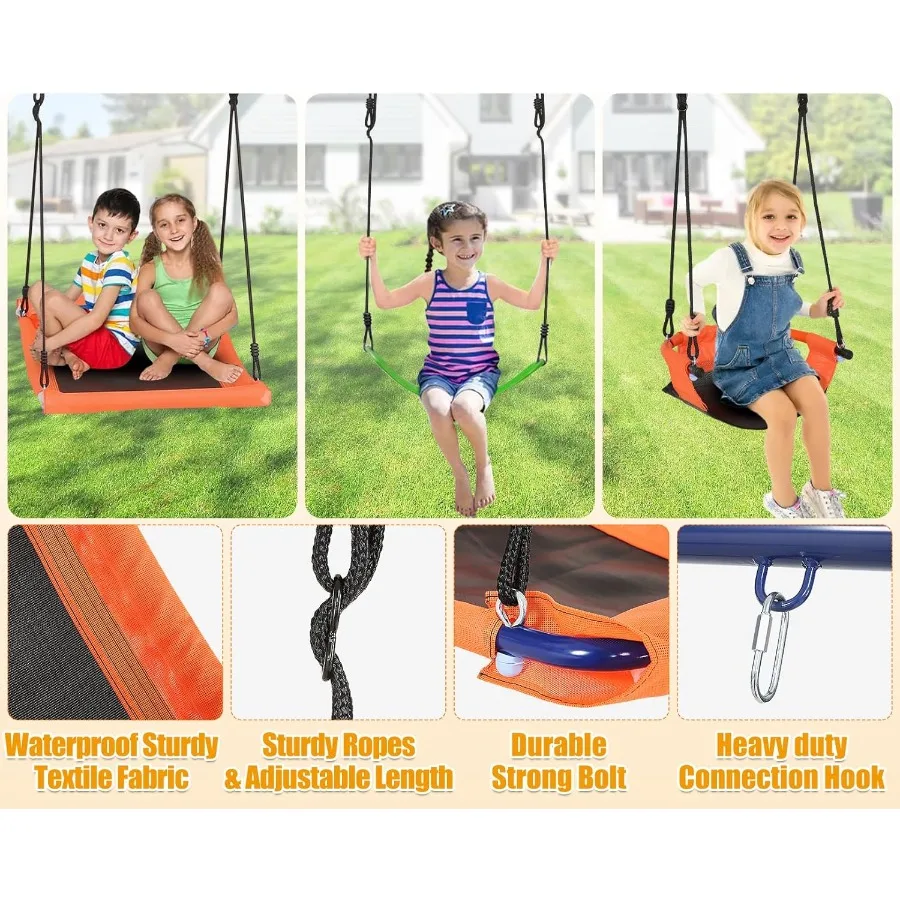 Schaukelsets für den Hinterhof, 700 lbs, 6-in-1-Multifunktions-Schaukelset für den Außenbereich, für Spielplatz, größerer, robuster Metall-Schaukelständer mit