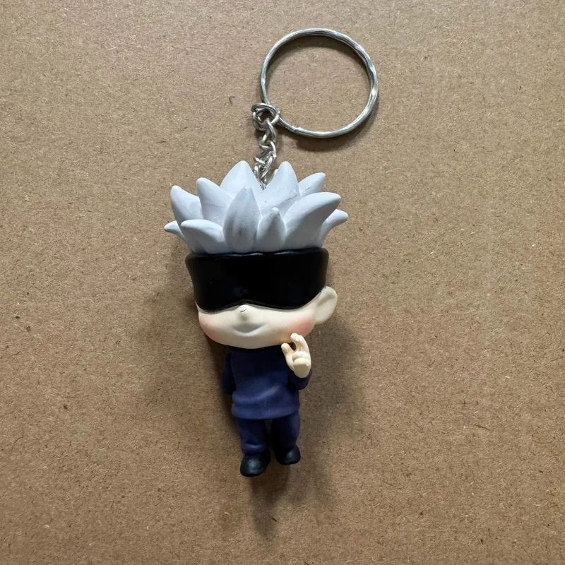 Q Version Keychain, New Anime Satoru Gojo Fushiguro Megumi Ryomen Sukuna Small PVC Figure Dolls Keychain Chians For ChildrenToys