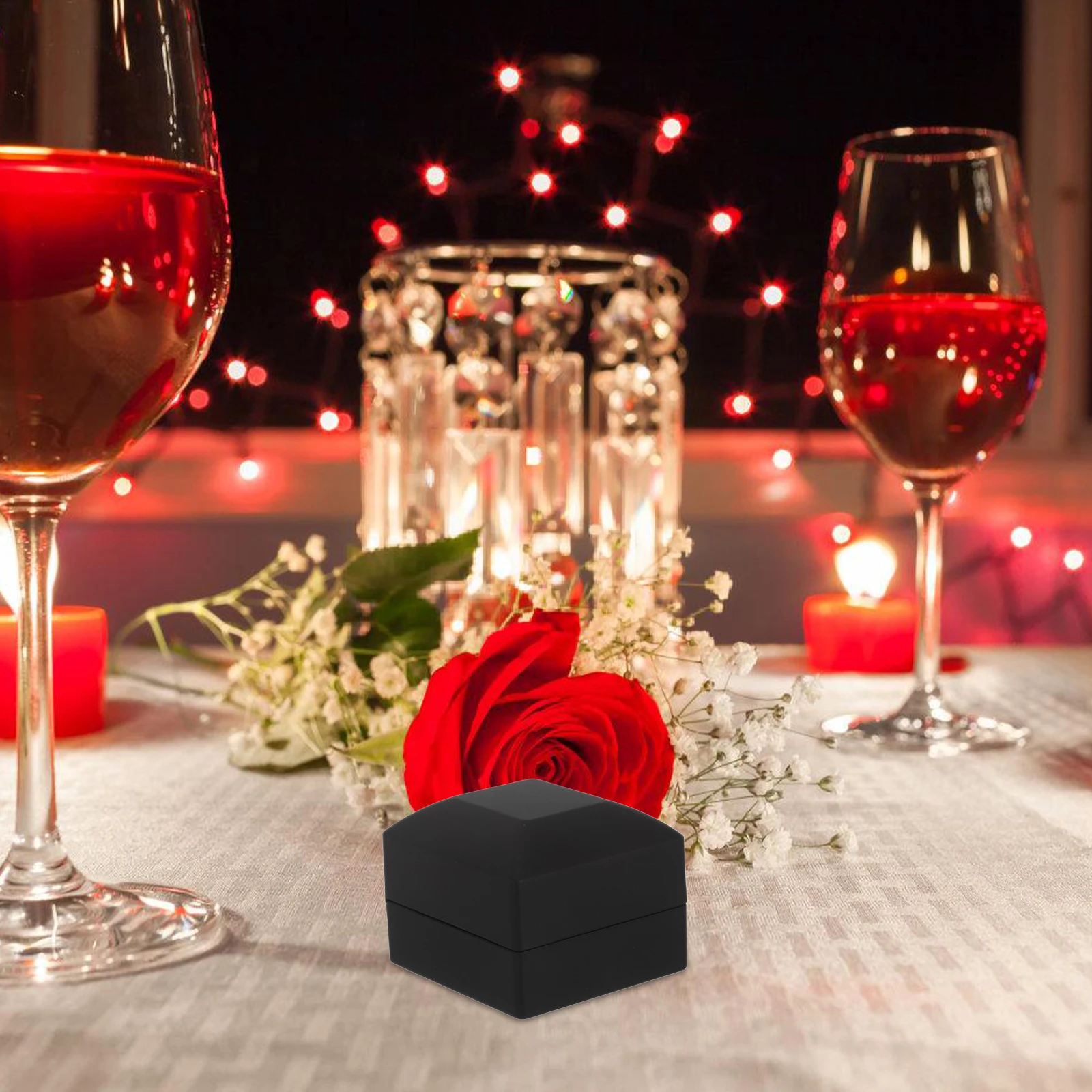 

LED Light Ring Box Engagement Case Jewelry Organizers Display Proposal Rings Holder Pendant Earring
