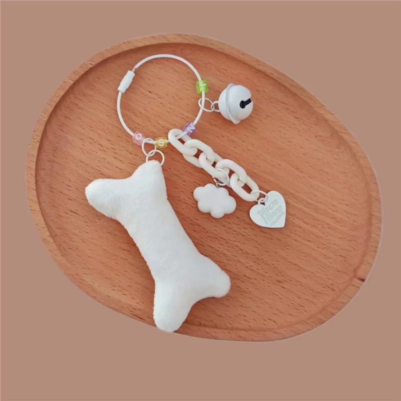 Cute Plush Animals Bone Keychain Creative Cartoon Stuffed Doll Key Holder Backpack Pendant Bag Decorations Accessories