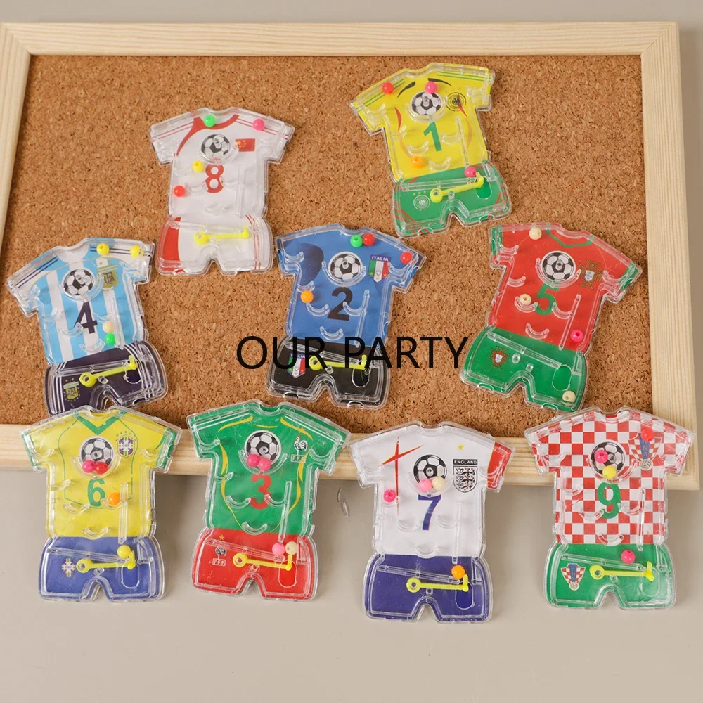 15Pcs Sports Football Theme Pinball Maze Soccer Team Uniform Puzzle Game Toys for Kids Birthday Party Favors Pinata Fillers