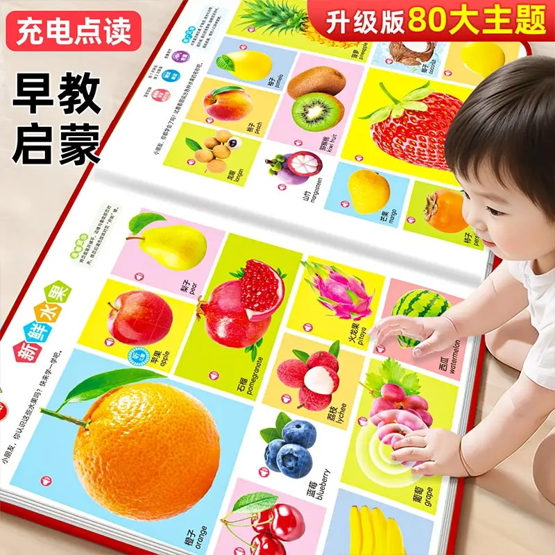 Touch & Read Early Enlightenment Sound Book, Talking Singing Function, Interactive Educational Learning Book for Kids 0-9 Years