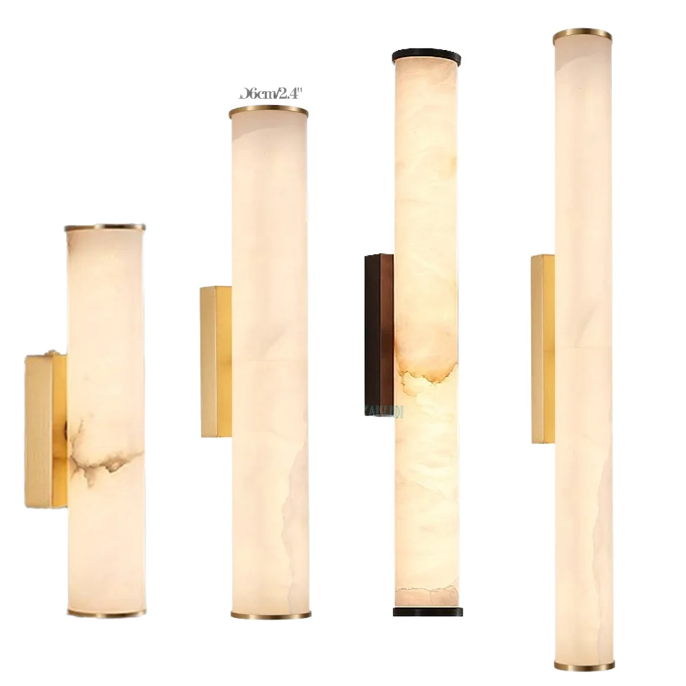 

Italian Luxury Designer Living Room Bedroom Wall Light Natural Marble Light Emitting Diode Copper Body Recessed Bathroom