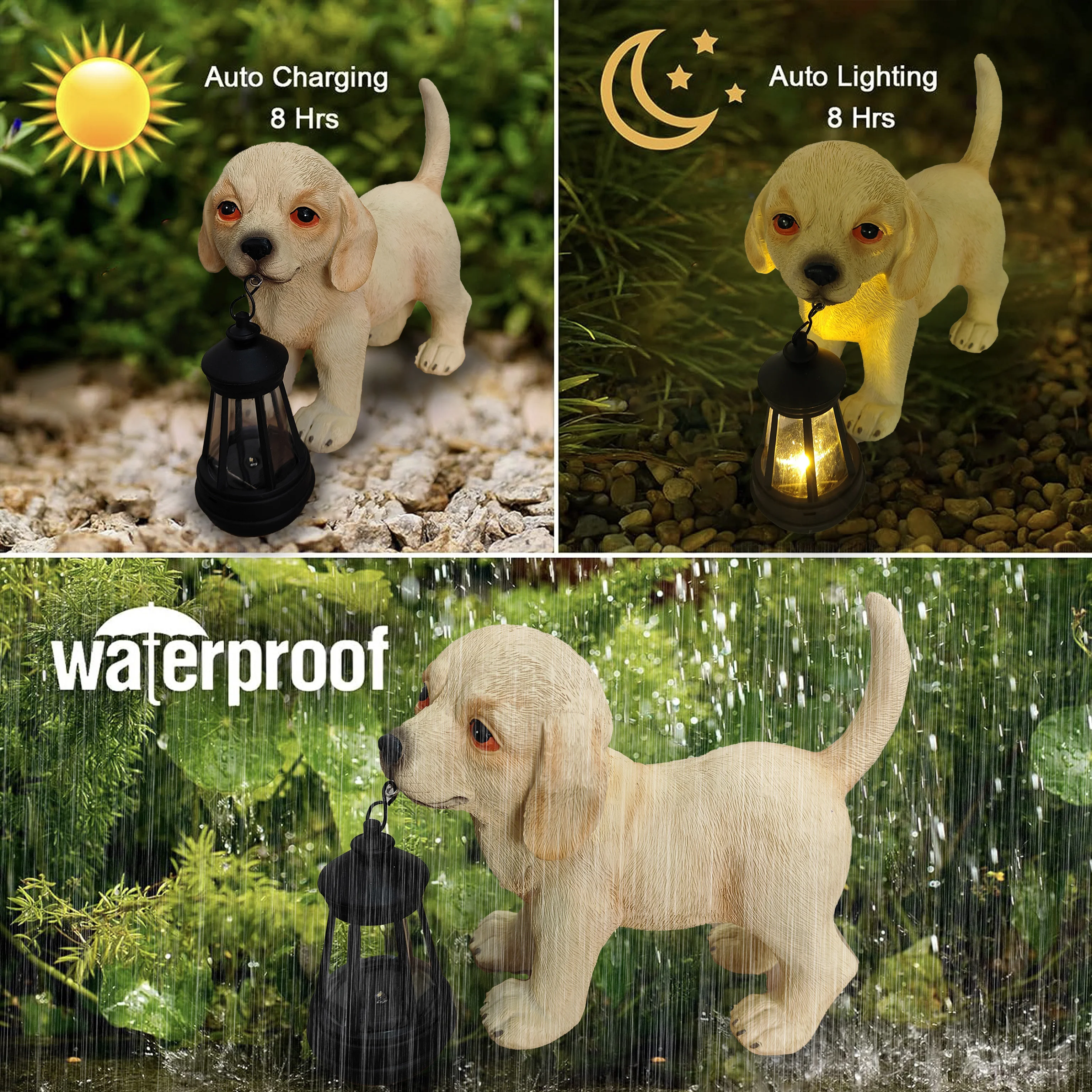 Adorable Dog Garden Statues with Solar Lantern, Dog Gifts for Dog Lovers, Mom Gifts, Housewarming Gifts