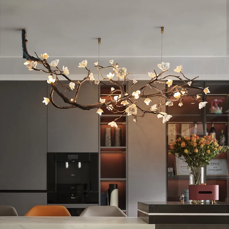 2026 New Italian Light Luxury Ceramic All Copper Branch Living Room Ceiling Light Hotel Restaurant Sales Department Staircase Li