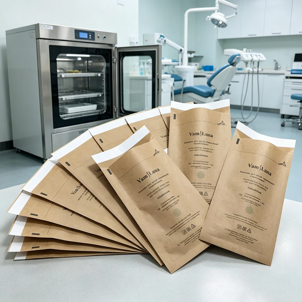 

100PCS Clean Kraft Paper Sterilization Pouches Disposable Self Sealing Dental Medical Nail Tattoo Beauty Tool Disinfection Bags