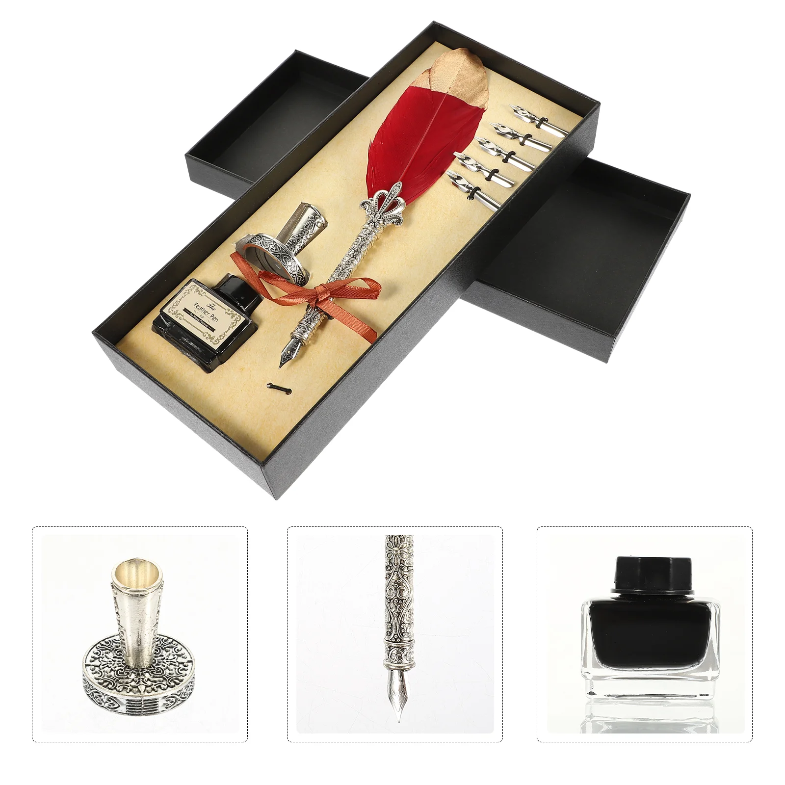 ปากกาชุดของขวัญตัวอักษร Vintage Quill Kit ผู้ถือแก้วตกแต่งตัวอักษร Dip วันเกิด