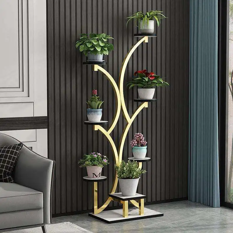 NATURIX PA18 LOW MOQ  Indoor Home Decor Space Saving Tree Shape Iron Plant Stands