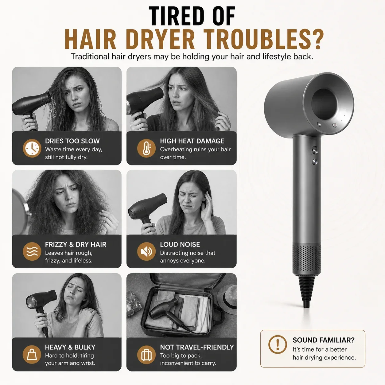 2026 Upgraded High-Speed Bladeless Hair Dryer | New Generation Negative Ion High Power Silent Blow Dryer | Quick Dry & Portable
