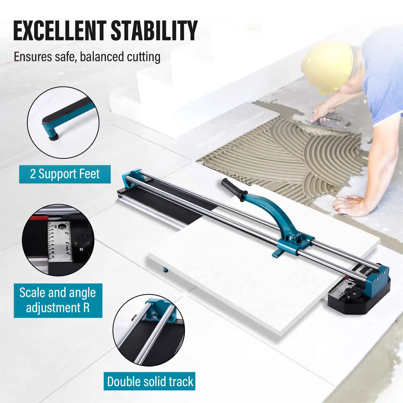 Coupe-carreaux de 1200MM, coupe-carreaux manuel de carreaux de sol en céramique de précision de 10mm, Machine de découpe de 48 pouces pour une coupe de précision