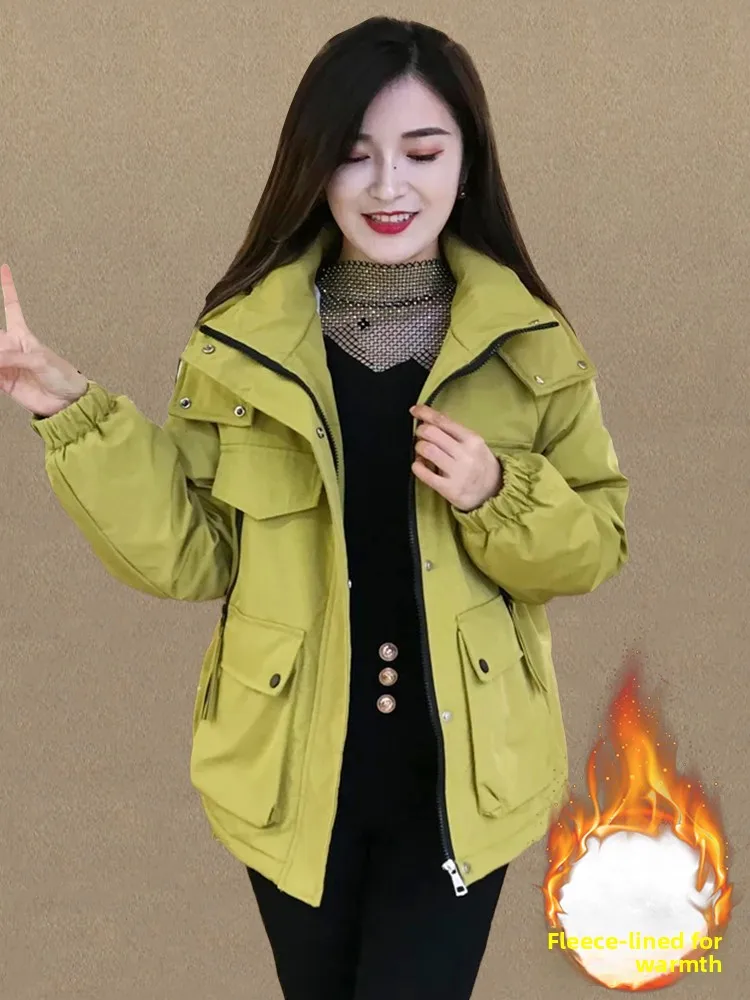 Thiened Fce femmes Jaet à capuche coton vêtements de travail vêtements d'extérieur hiver nouveau Sle ular éclatement Sle trajet coréen Sle