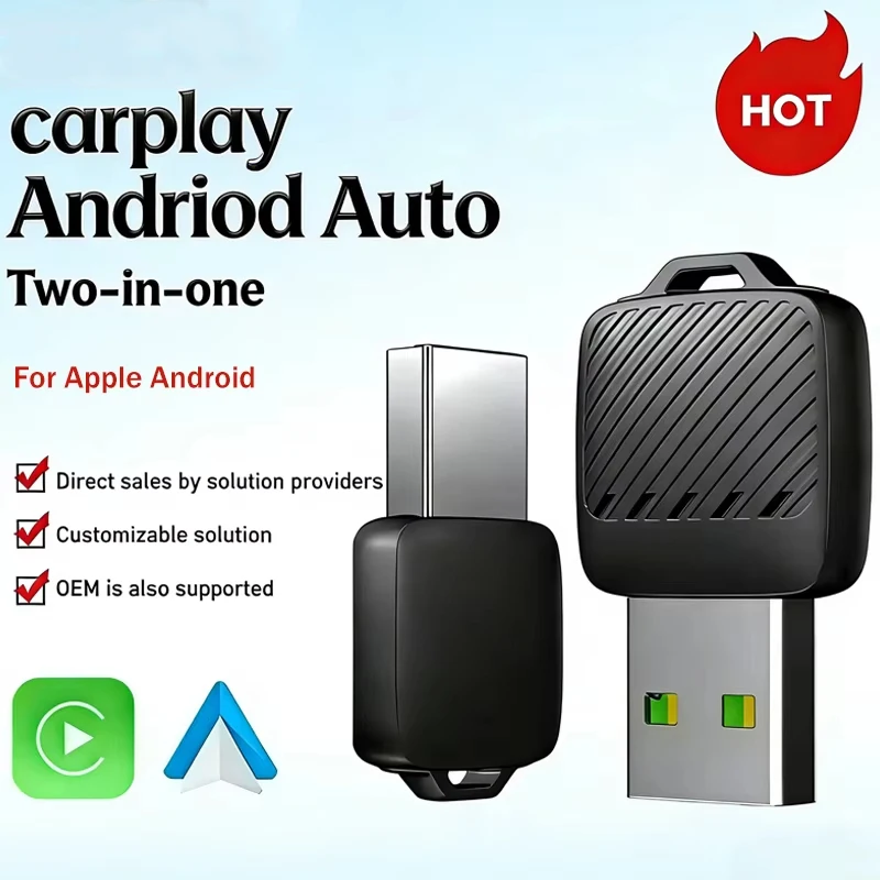2 in 1 Wireless Android Auto Adapter Wireless CarPlay Dongle Car Intelligent Systems AI Smart Box For Car Wired CarPlay New
