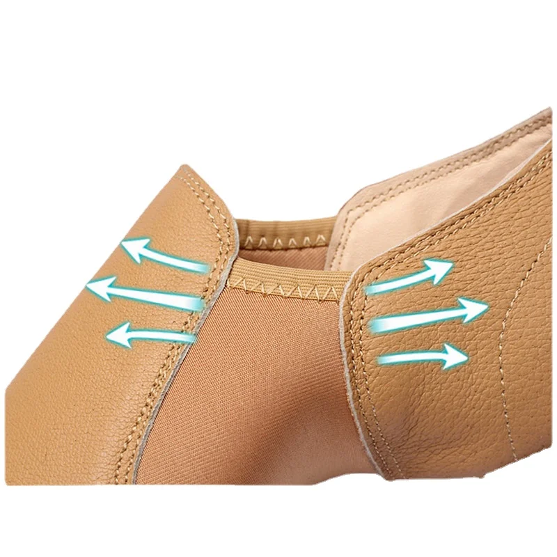 Echt leer Jazzdansschoenen Tan Zwart Antislipzool Jazzschoenen Peuter Meisjes Vrouw Gymnastiek Unisex Slip On Jazz