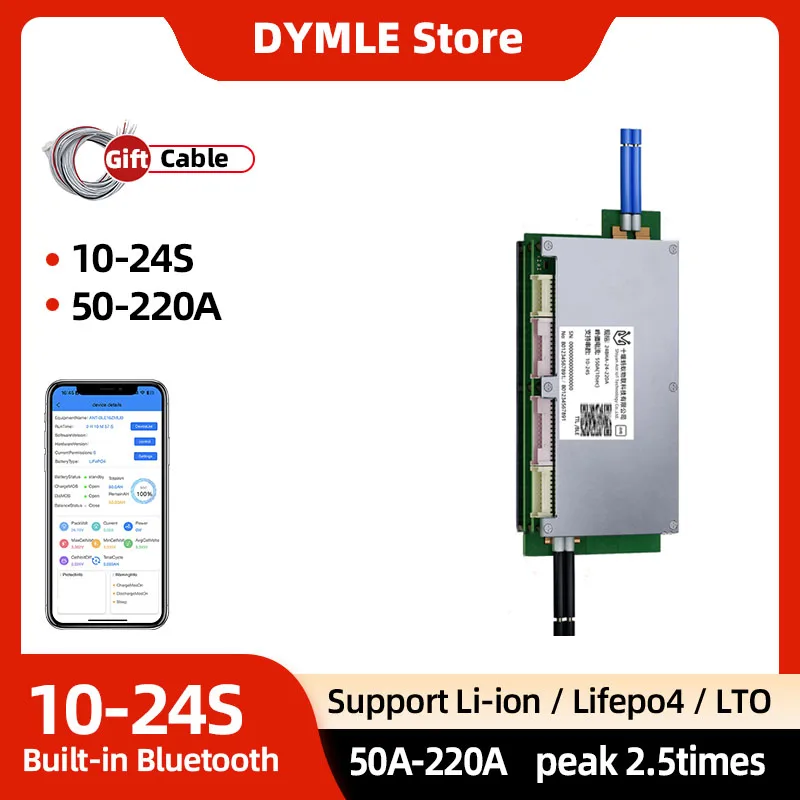 

10S-24S ANT Smart BMS Li-ion Lifepo4 Lto Battery 36V 48V 60V 72 VLithium Battery Protection Board 50A 120A 200A 220A 12S 16S 20S