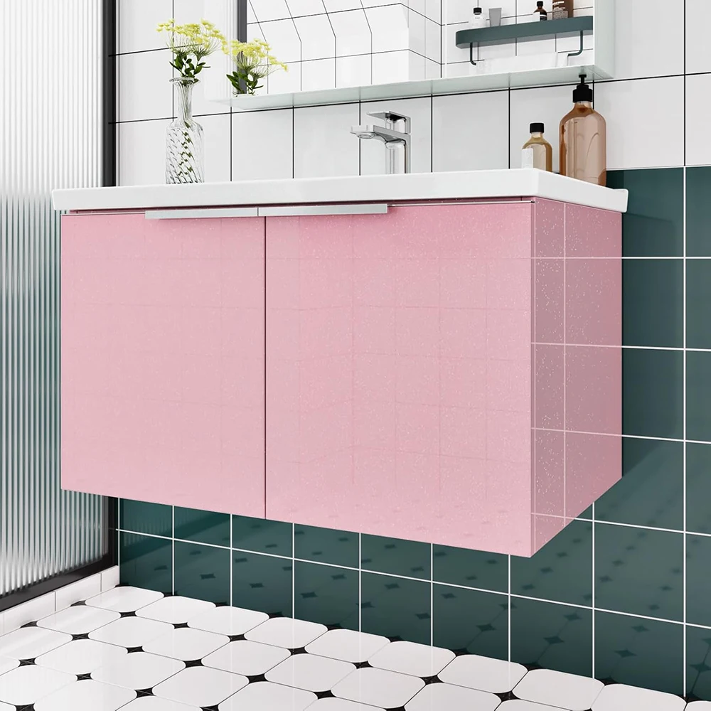 ورق جدران من الفينيل الوردي اللامع، ورق اتصال لامع على سطح الطاولة، طبقة لامعة قابلة للإزالة لدرج رف خزانة المطبخ