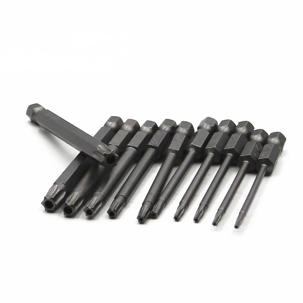 

11Pcs 1/4 Inches 100mm Solid Plum Clubs Plating Electric Screwdriver Bits Head T9 T30 T40
