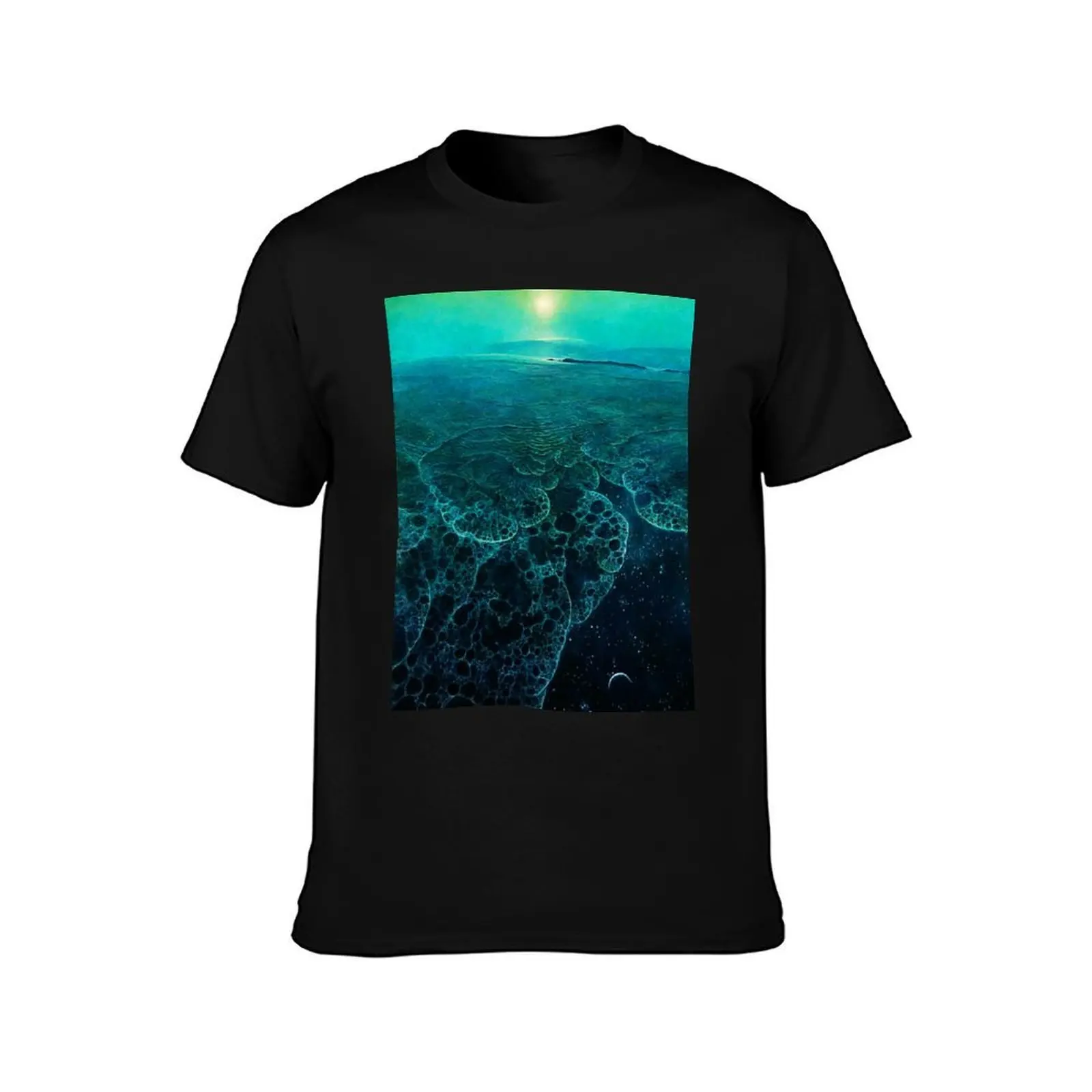 Untitled (Galactic Sea), by Zdzis?aw Beksiński T-Shirt Simple Line Art Print Tee T-Shirt