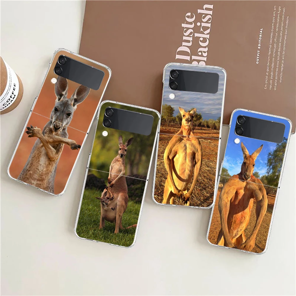 Transparent Phone Case For Samsung Galaxy Z Flip 3 4 5 6 7 Hard Folding PC Z Flip3 Flip4 Cover Strong Kangaroo