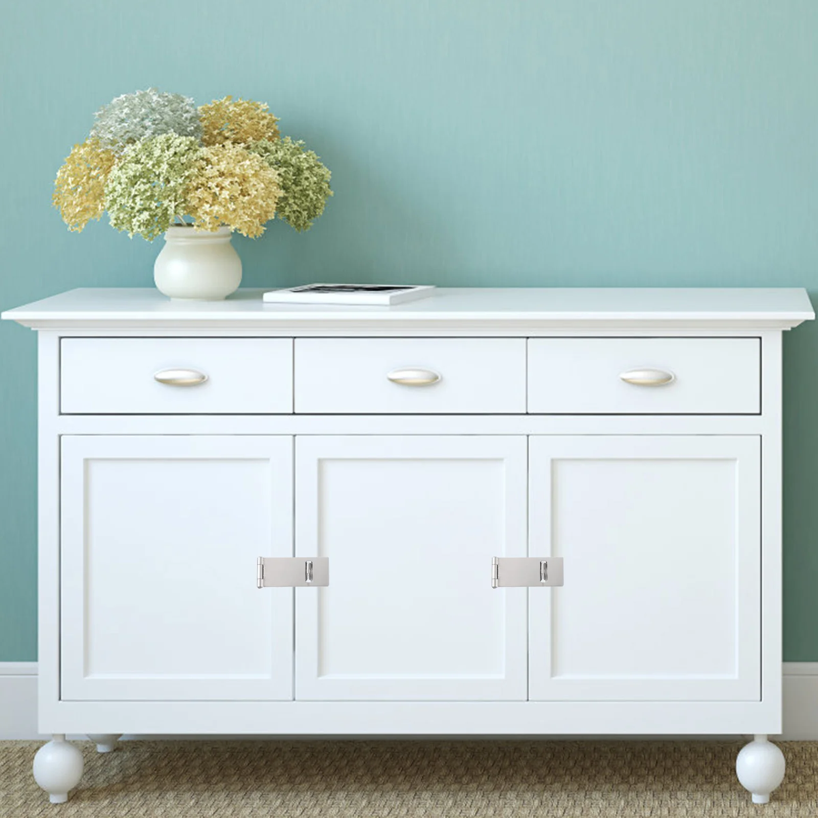 

2Sets High-Quality Stainless Steel Door Hasp Latch Anti-Theft Safety Latch for Home Furniture Security Easy Installation