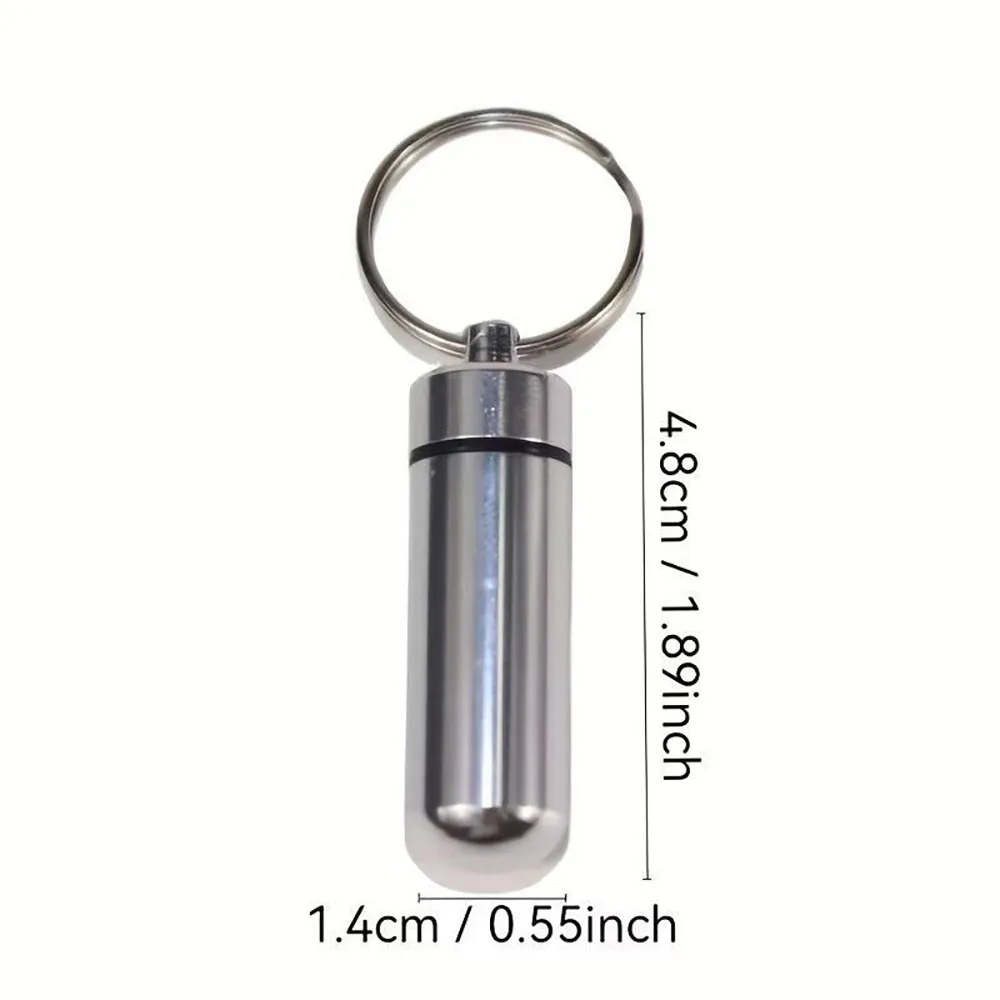 Kreativer Mini-Farbkodierter Outdoor Wasserdichter Aluminium-Pillen-Schlüsselanhänger Tragbarer Pillen-Organizer Langlebiger Aufbewahrungsbehälter – Detail 4