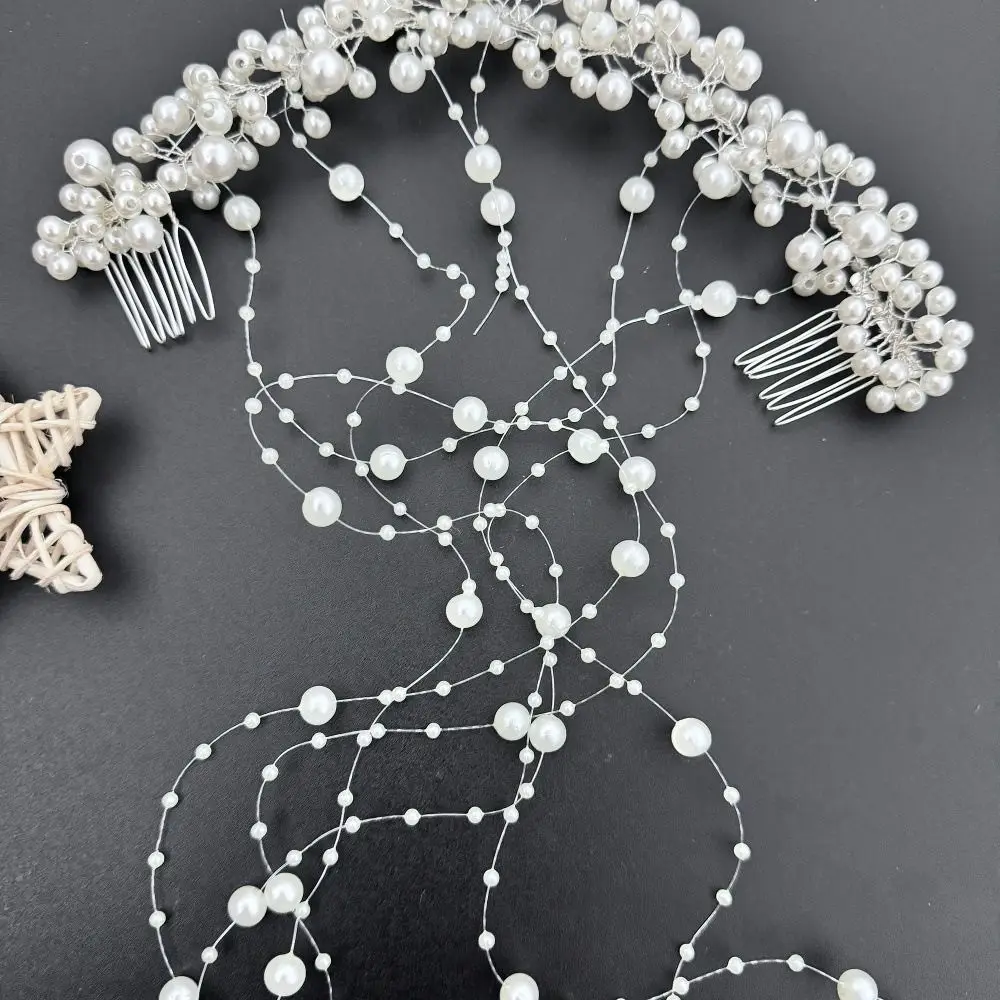Exquisite Pearl Tassels Hair Accessories Romantic Sweet Wedding Hair Piece Elegant Light Luxury Bride Headband Banquet Event