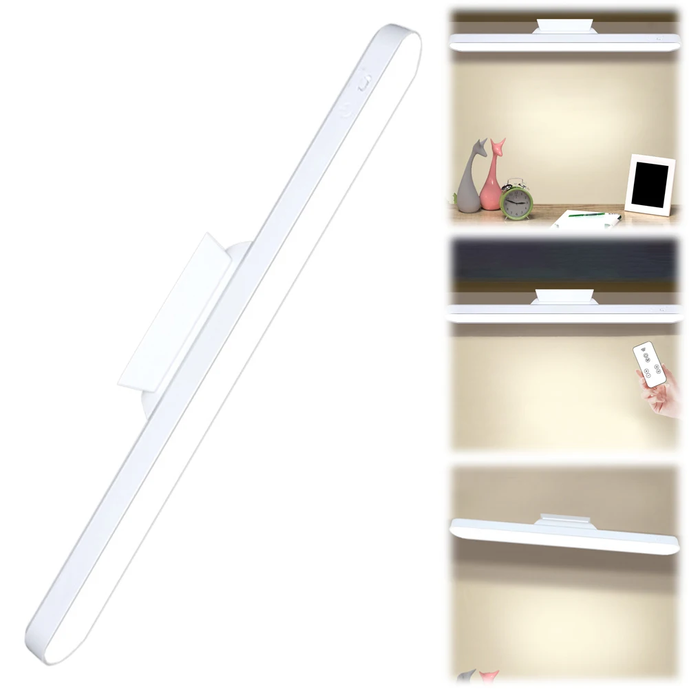 Magnetic Desk Light Bar LED Under Cabinet Light 3 Light Color Stepless Dimmable Reading Lamp Adjustable Angle for Makeup Mirror