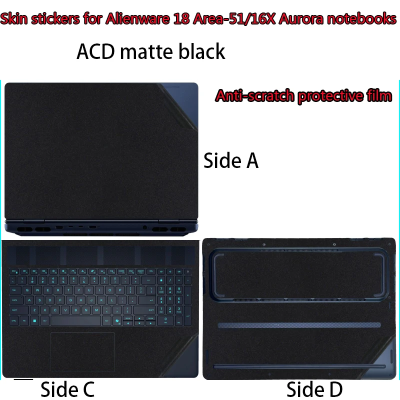 

Для 2025 Alienware 18 Area-51 наклейка на кожу ноутбука 18 дюймов AA18250 защитная пленка для корпуса компьютера 16X аксессуары Aurora AC16251
