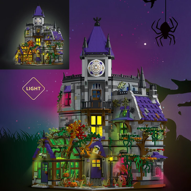 

4190 шт. строительные блоки, игрушки со светом MOC, креативная модель дома, загадочный особняк, сборка, кирпичные игрушки на день рождения, рождественские подарки