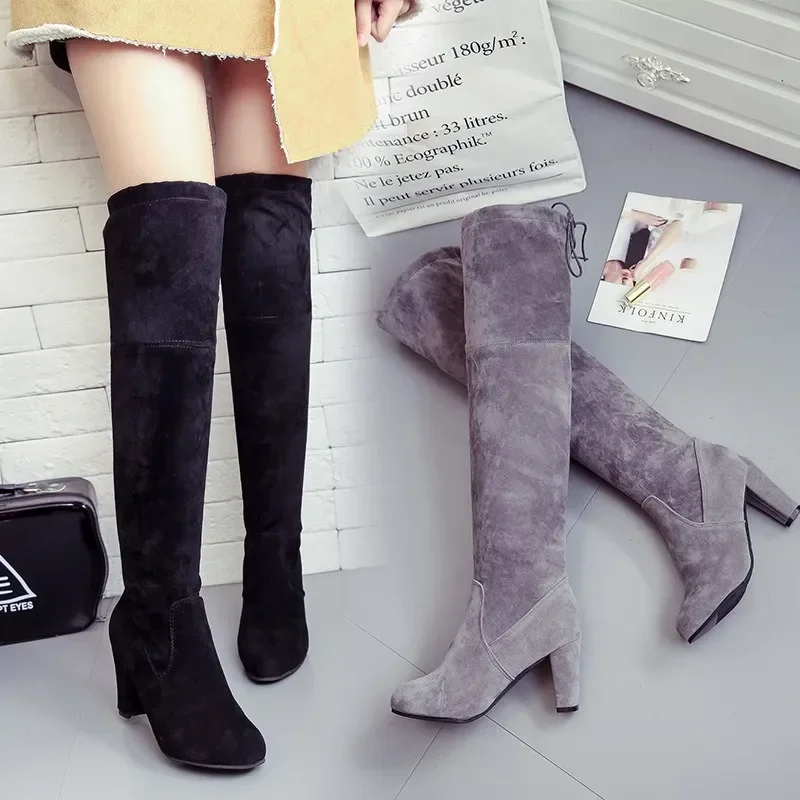 2024 new plus size autumn and winter boots look slim over the knee, high heels are comfortable and fashionable women's boots