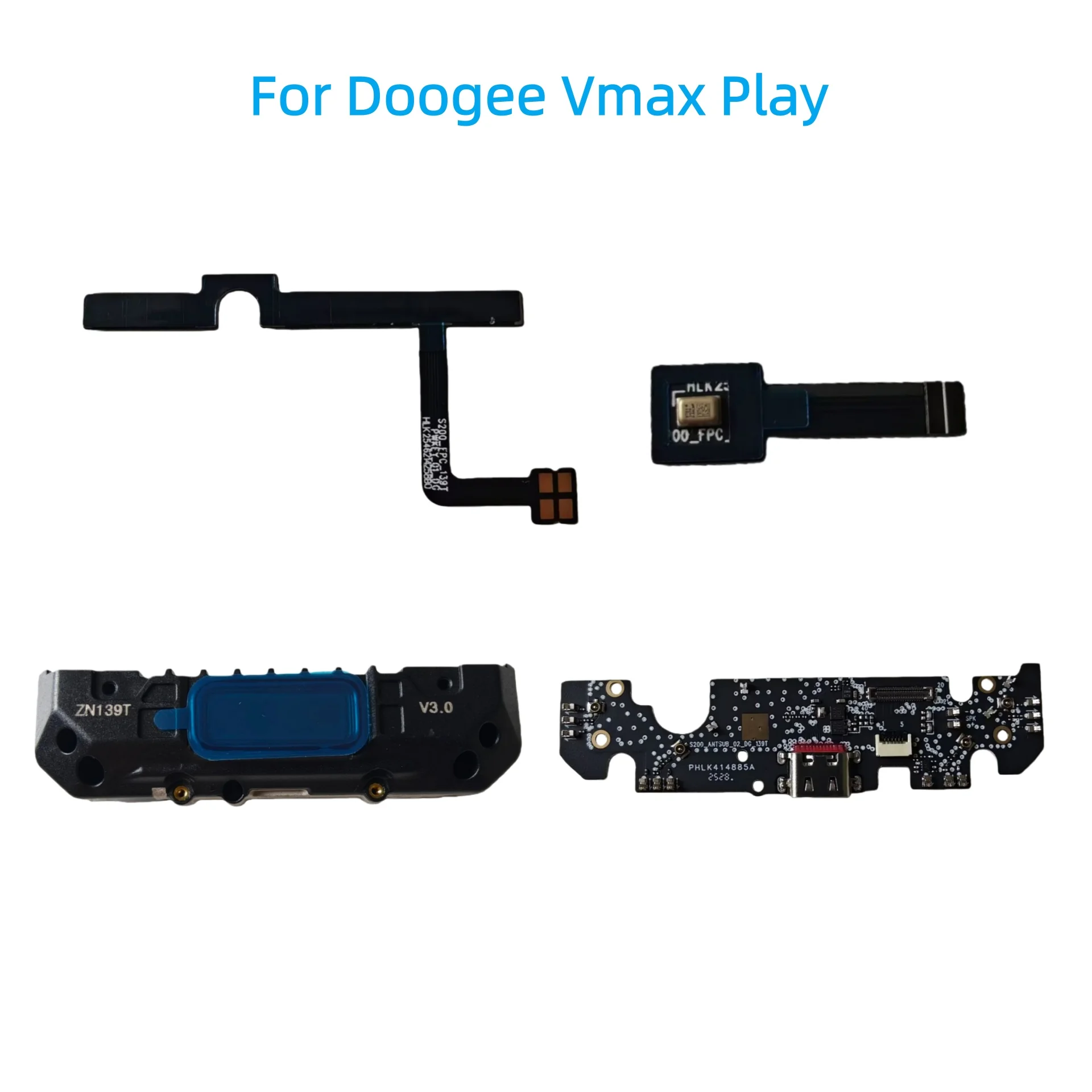 For Doogee Vmax V MAX Play Cell Phone Mic Microphone USB PCB Charging Board Louder Speaker Horn Side Volume Power Button FPC