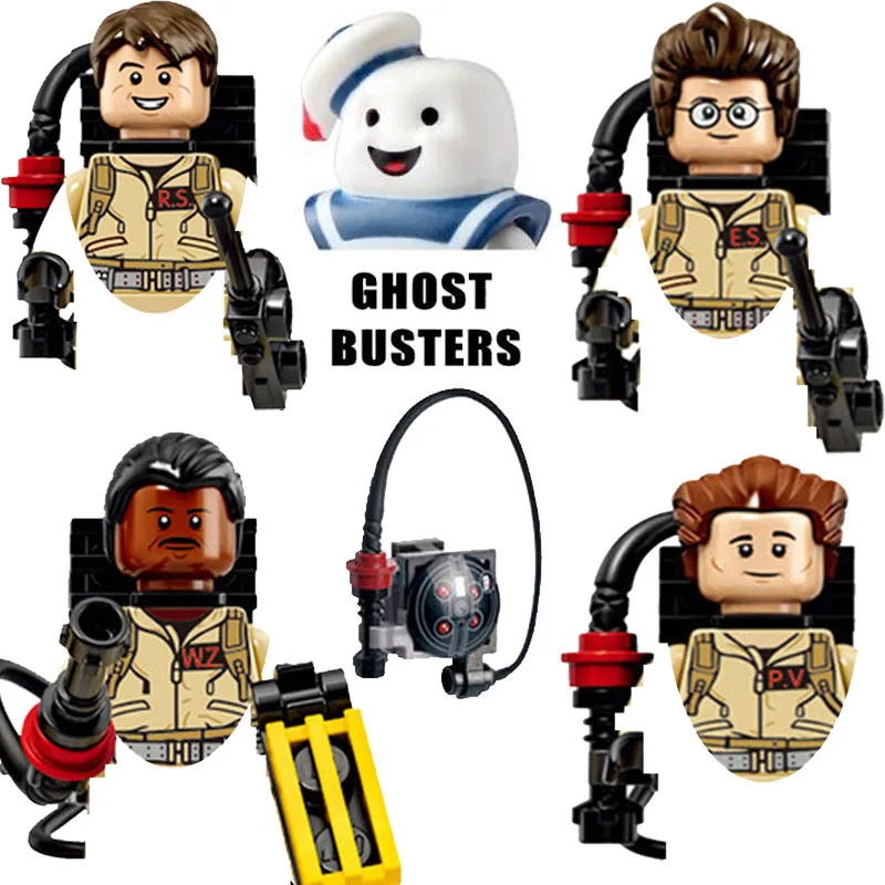Акции!! 4 шт./компл. «Охотники за привидениями» Egon Spengler Peter Winston Zeddemore Stay Puft Модель Фигурки Блоки Игрушки для детей