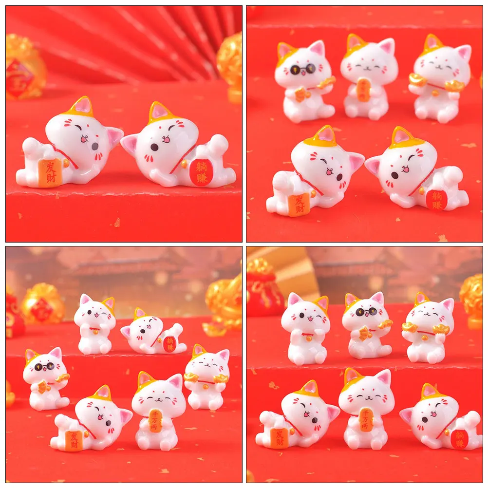 

6pcs Micro Landscape Home Decor Durable Resin Mini Garden Ornaments Compact Design Desk Accessories Waving Arm