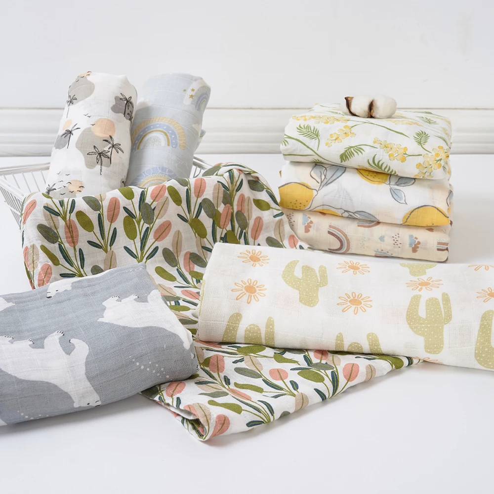 Kangobaby # My Weich Leben #4 stücke Set Alle Saison Multifunktionale Baby Musselin Swaddle Decke Neugeborenen Bad Handtuch Infant wrap Quilt – Detail 5