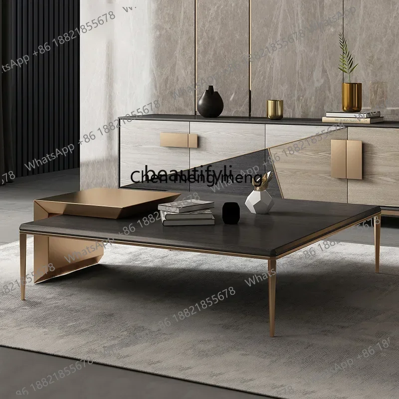 طاولة قهوة إيطالية بسيطة وخزانة تلفزيون وطاولة شاي منزلية فاخرة وحديثة وبسيطة لغرفة المعيشة في الفيلا #3