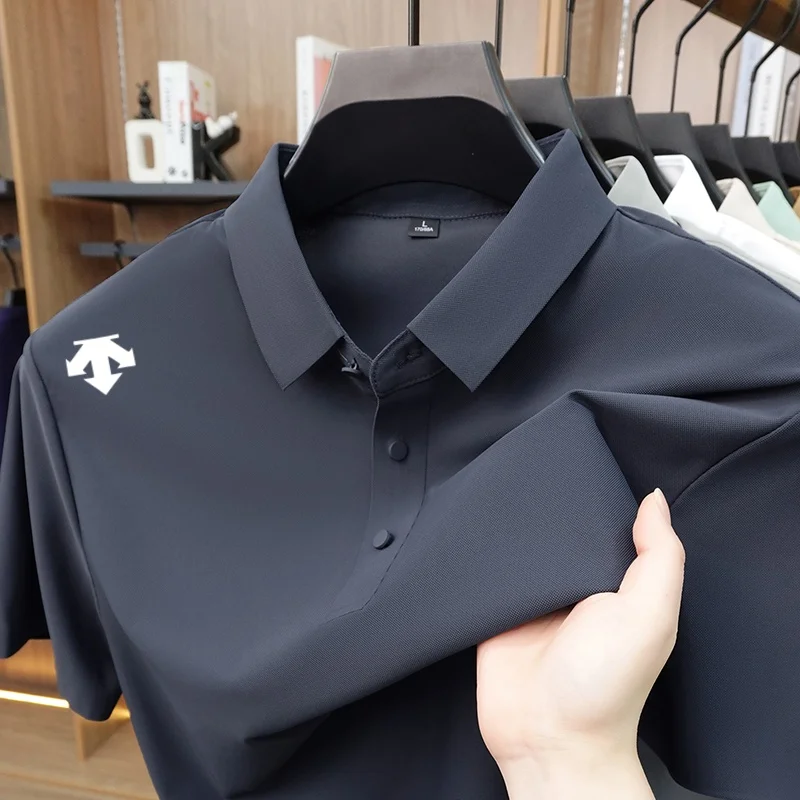 Men's New Summer Luxury Brand Urban Polo Shirt Lapel Printing Short Sleeves T-Shirt Business Leisure Ventilate Men Clothing Tops