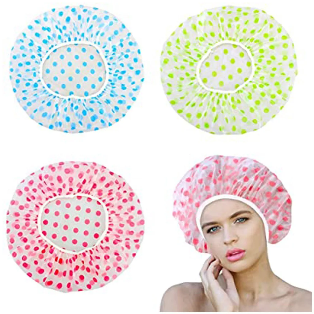 2024 Multiple Colors Shower Cap Waterproof Bathing Household Long Hair Shower Dry Hair Cap Kitchen Fume Prevention Sanitary Hat