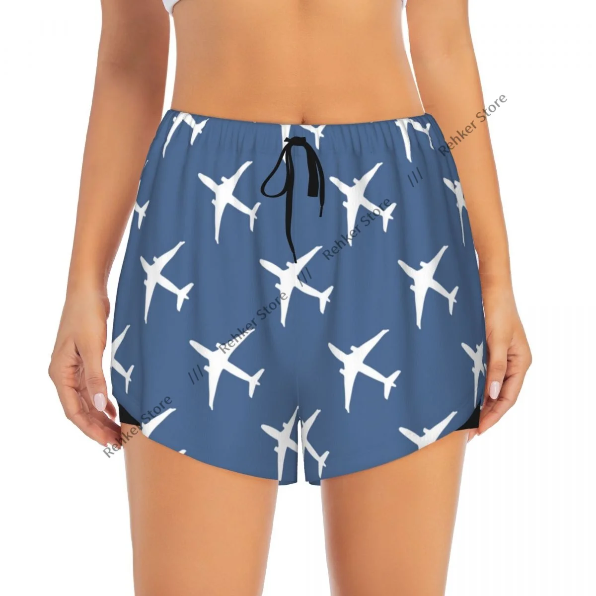 여성 요가 반바지 비행기 프린트 운동 반바지 피트니스 속건 여성 요가 짐 러닝 반바지 스포츠웨어