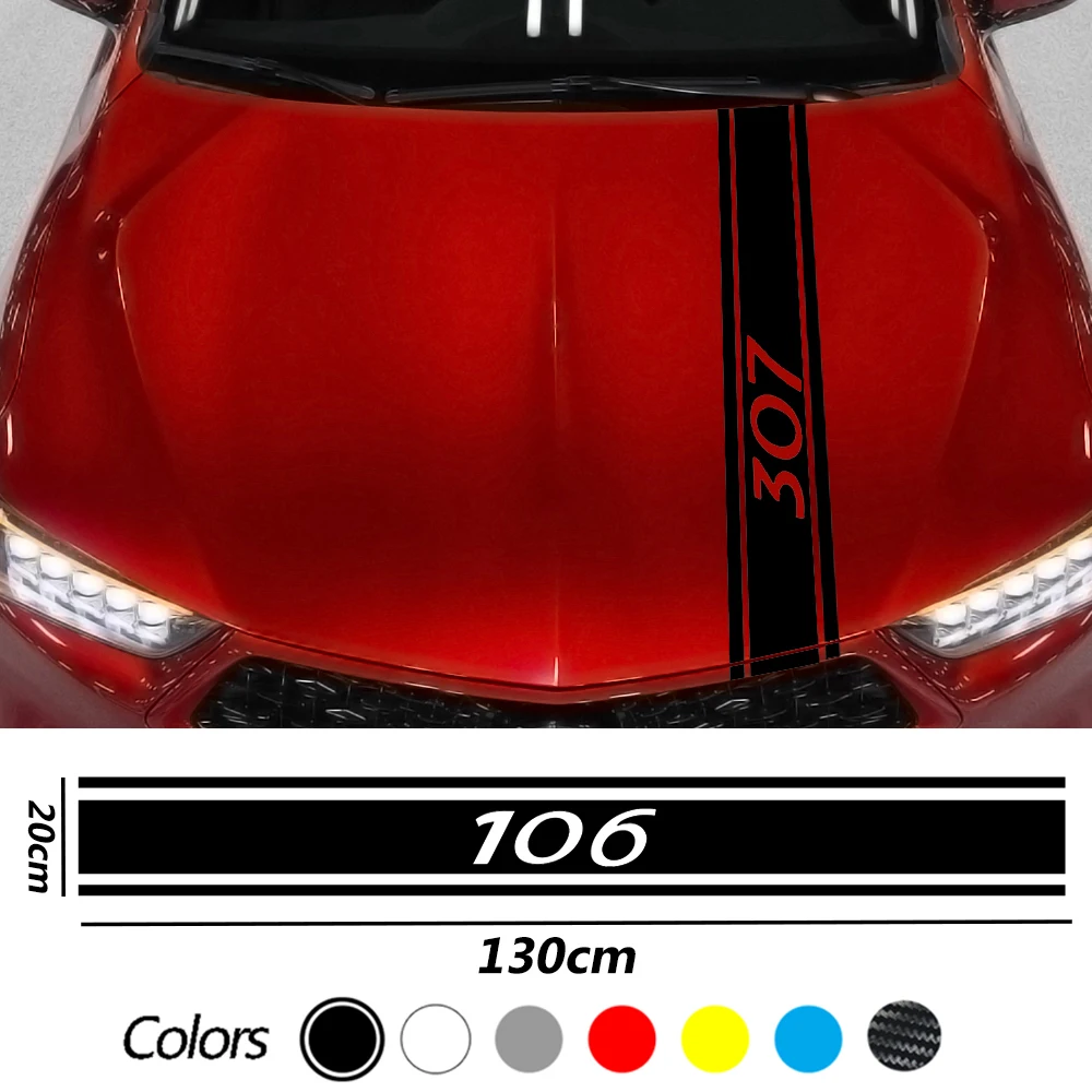 Car Hood Sticker for Peugeot 106 107 108 206 207 208 GTLine New Styling Vinyl Sports Decal Head Decorative Sticker Accessories