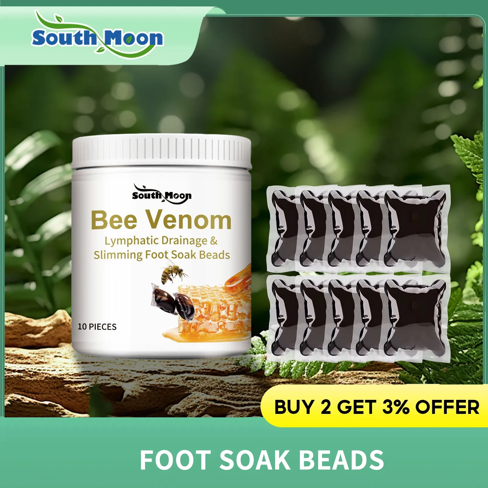 سم النحل نقع القدم الخرز السموم حرق الدهون تعزيز التمثيل الغذائي تقليل التورم تخفيف وجع تحسين النوم حمام القدم جل الخرز