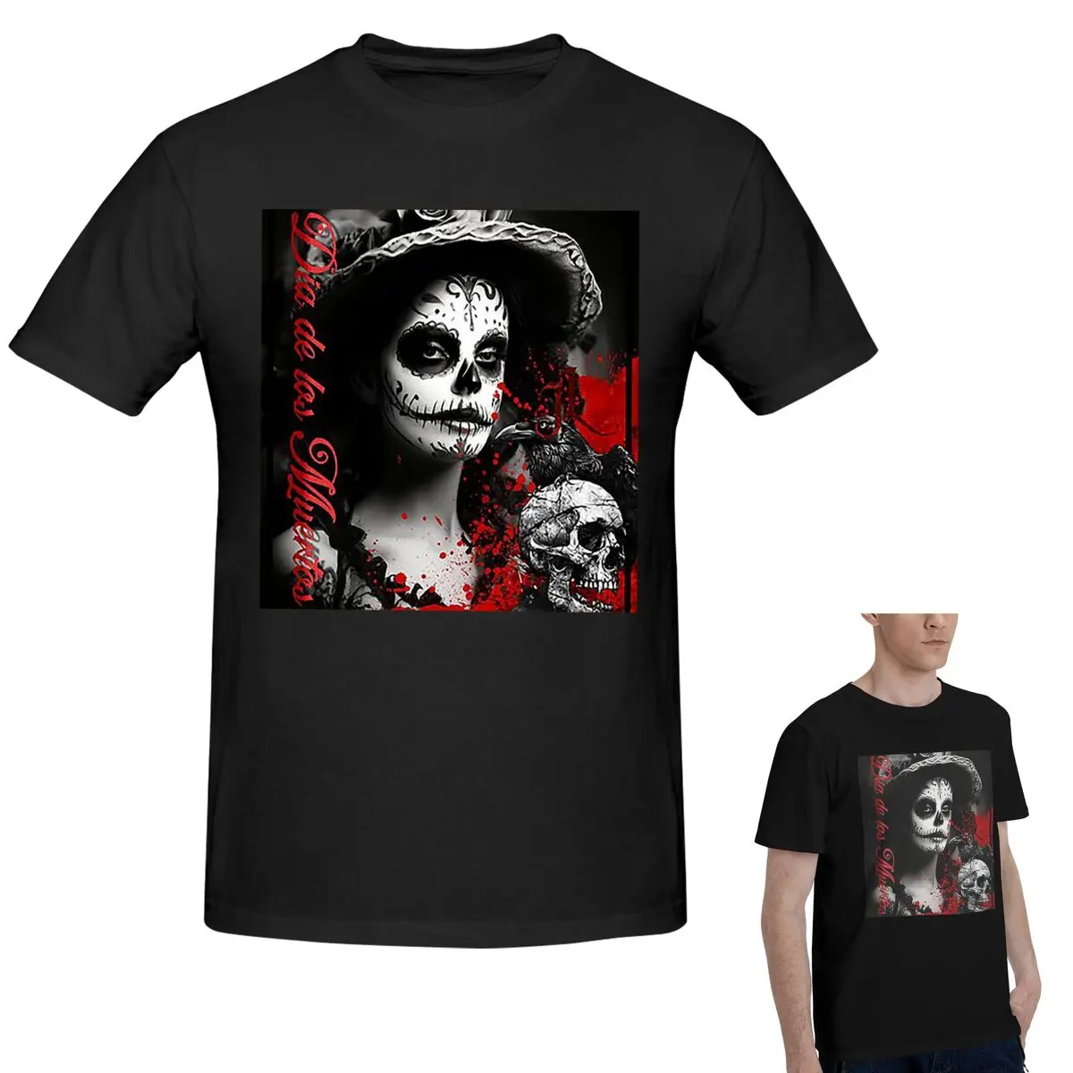 

Alexander Gothic Las Elegantes Girls Day Of Dead Skull T-Shirt Men's Fashion Oversized T Shirt Men Crew Neck Summer Shirts Tops