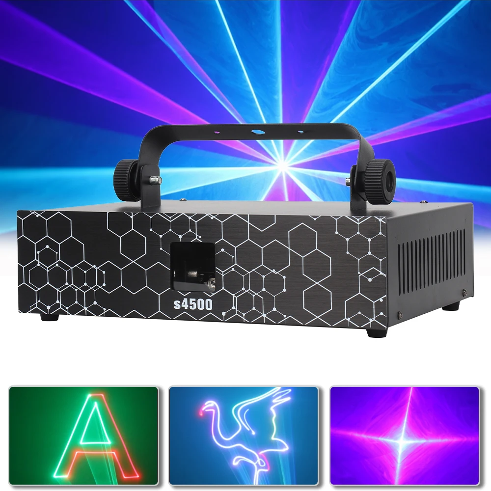 

RGB Animation 4.5W Laser Stage Lighting DMX 20kpps Scanning Pattern Show Projector For DJ Disco NightClub Music Party